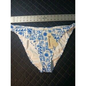 No Boundaries Women's Cheeky High Leg White Blue Sun Bikini Bottom XXL New